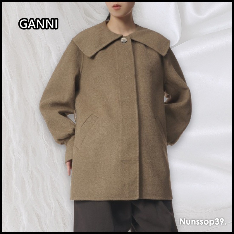 GANNI F8327 554 ワイド カラー コート