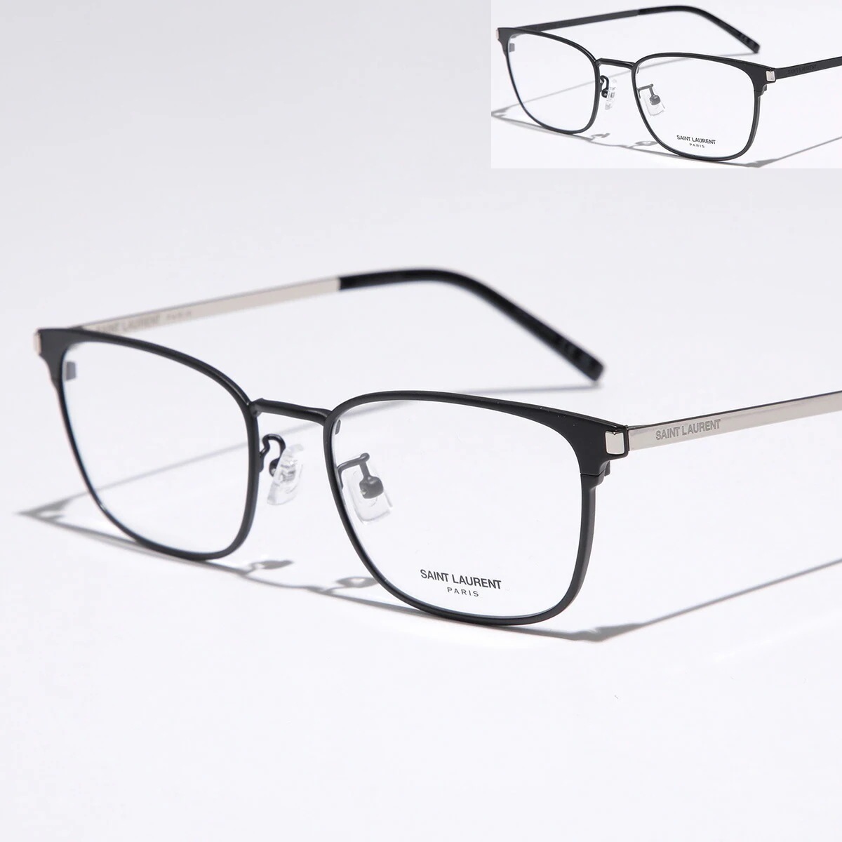 SAINT LAURENT サンローラン メガネ SL 631/J メンズ スクエア型 メタルフレーム クリングスタイプ マットフレーム 眼鏡 ロゴ カラー2色