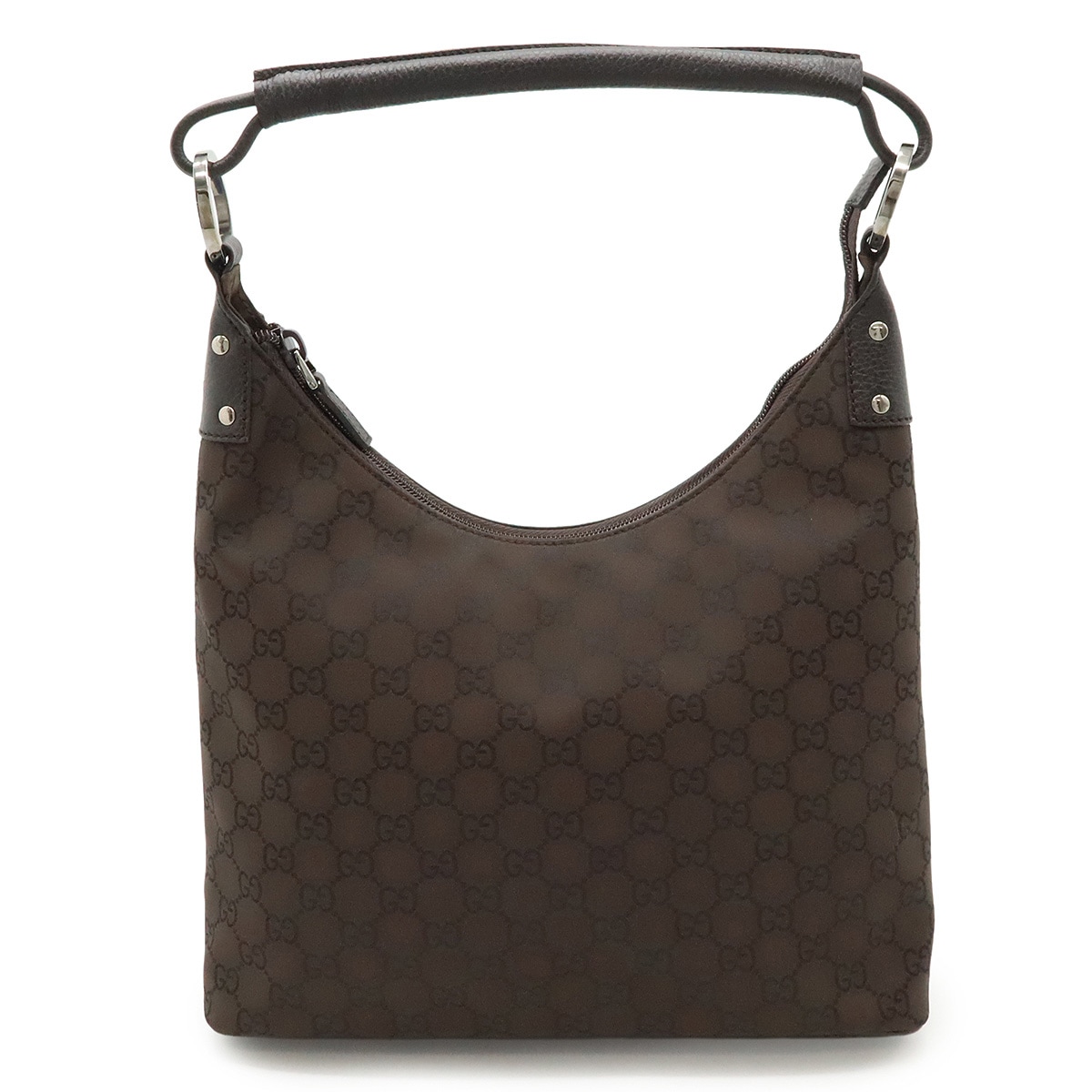 GGナイロン ショルダーバッグ ワンショルダー セミショルダー 肩掛け ダークブラウン 茶 アウトレット品 17977