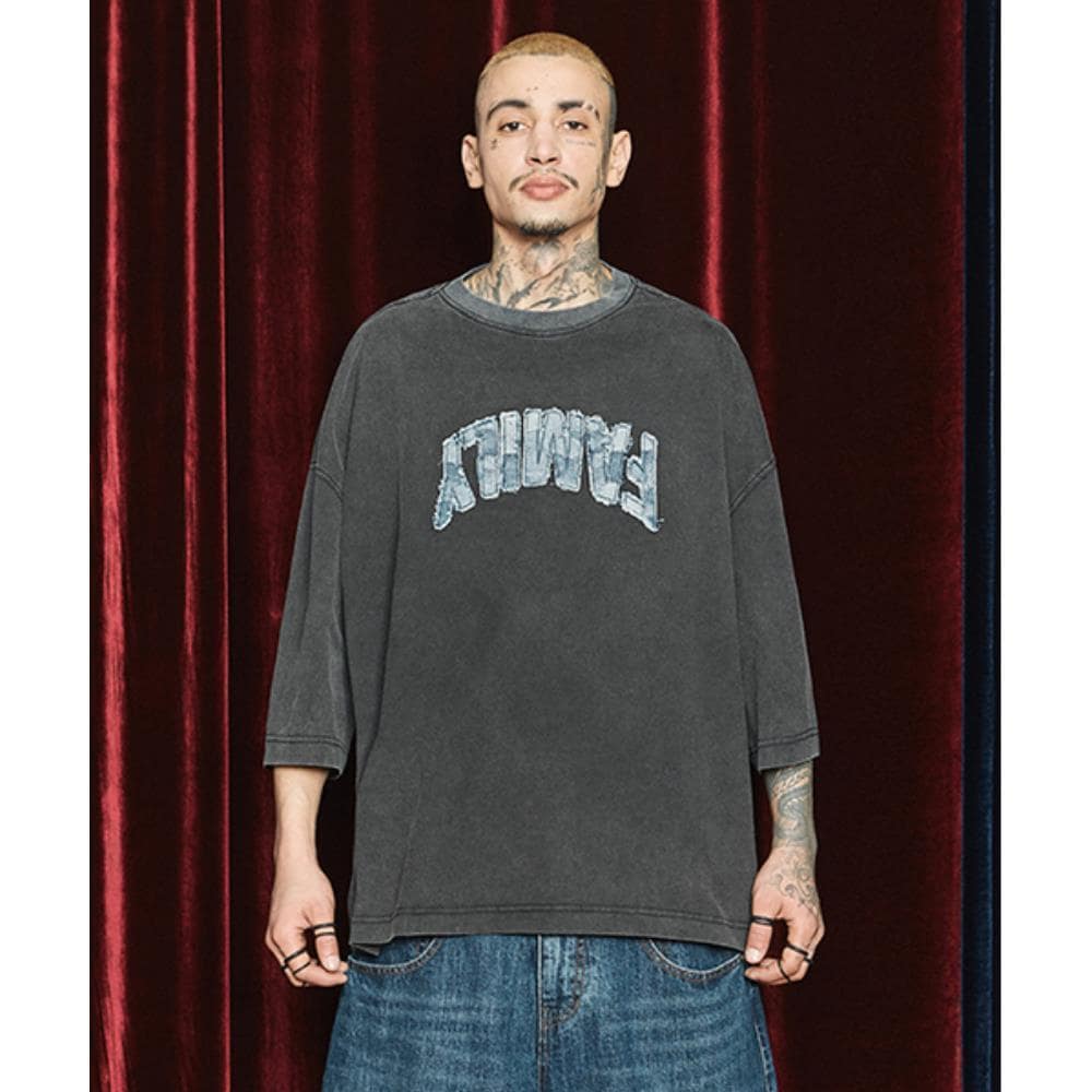 OPUS0012 Op 07 DENIM PATCHED TSHIRT WASHED BLACK OP4A1R3