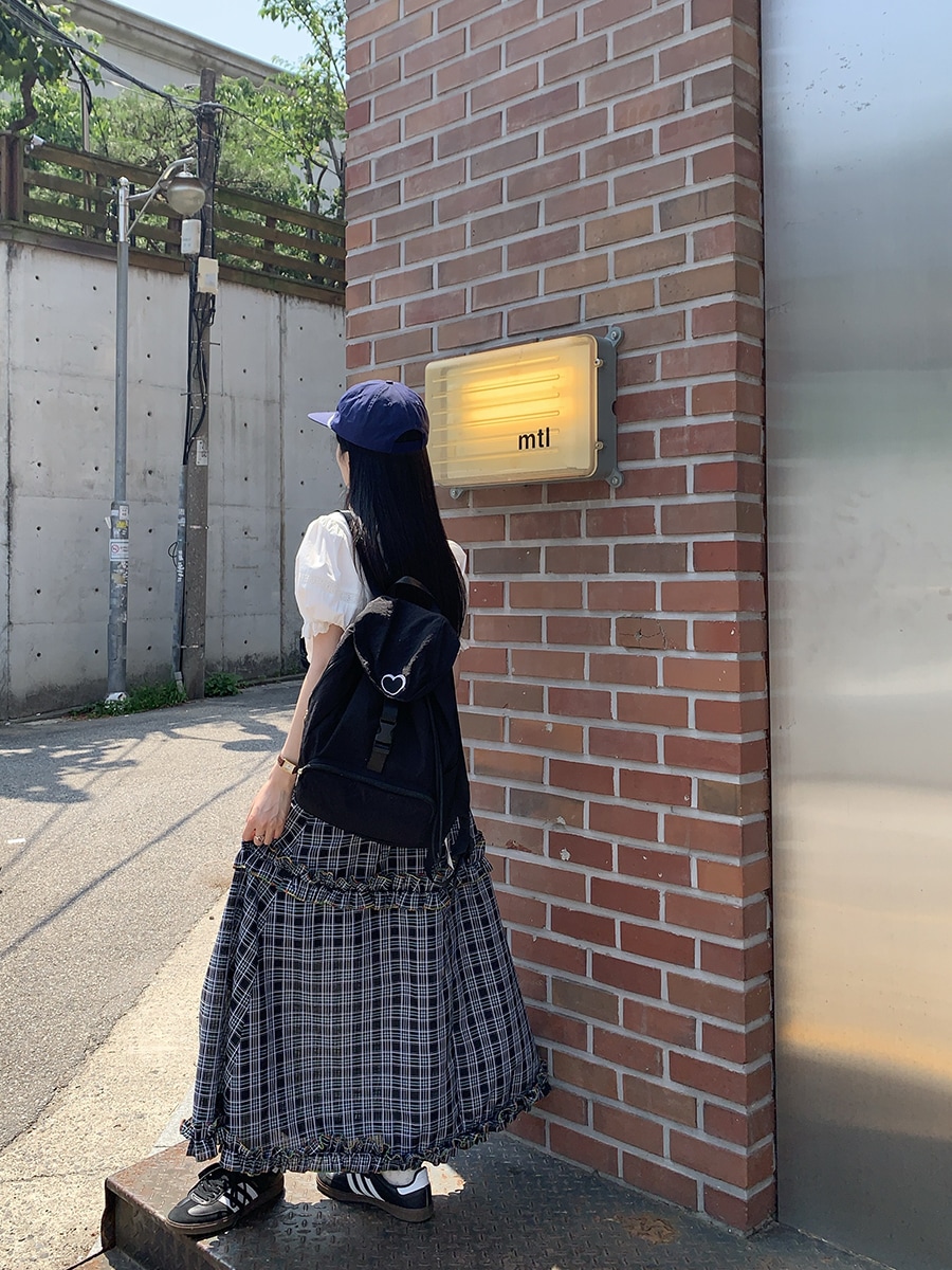女性用韓国キノコレースチェック柄スカート夏ハイウエストレイジーaラインアンブレラスカート