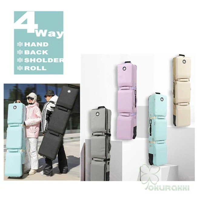 スノーボードケース キャスター 付き オールインワン 大容量収納 4WAY 前面3ポケット ボードケース スノーボード ウェア ボード ブーツ ゴーグル など収納可2409hxbag09