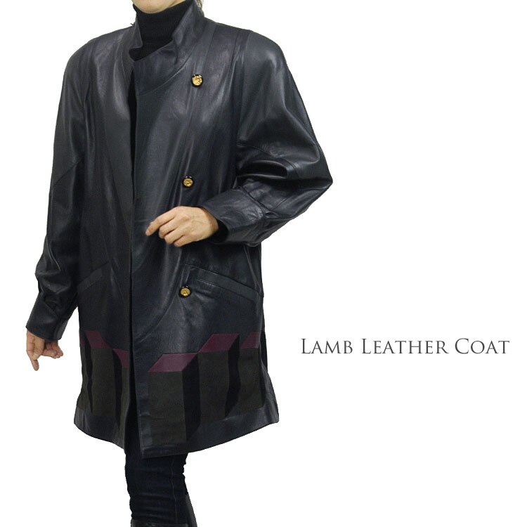 【1点限り】ラムデザインコートネイビー