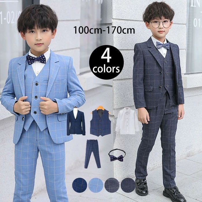 キッズ スーツ 男の子 子供服 3点セット ジャケット ズボン 長袖 ストライプ 入園式 卒園式 入学式 卒業式 子供発表会 七五三 フォーマル ジュニア 6,469円