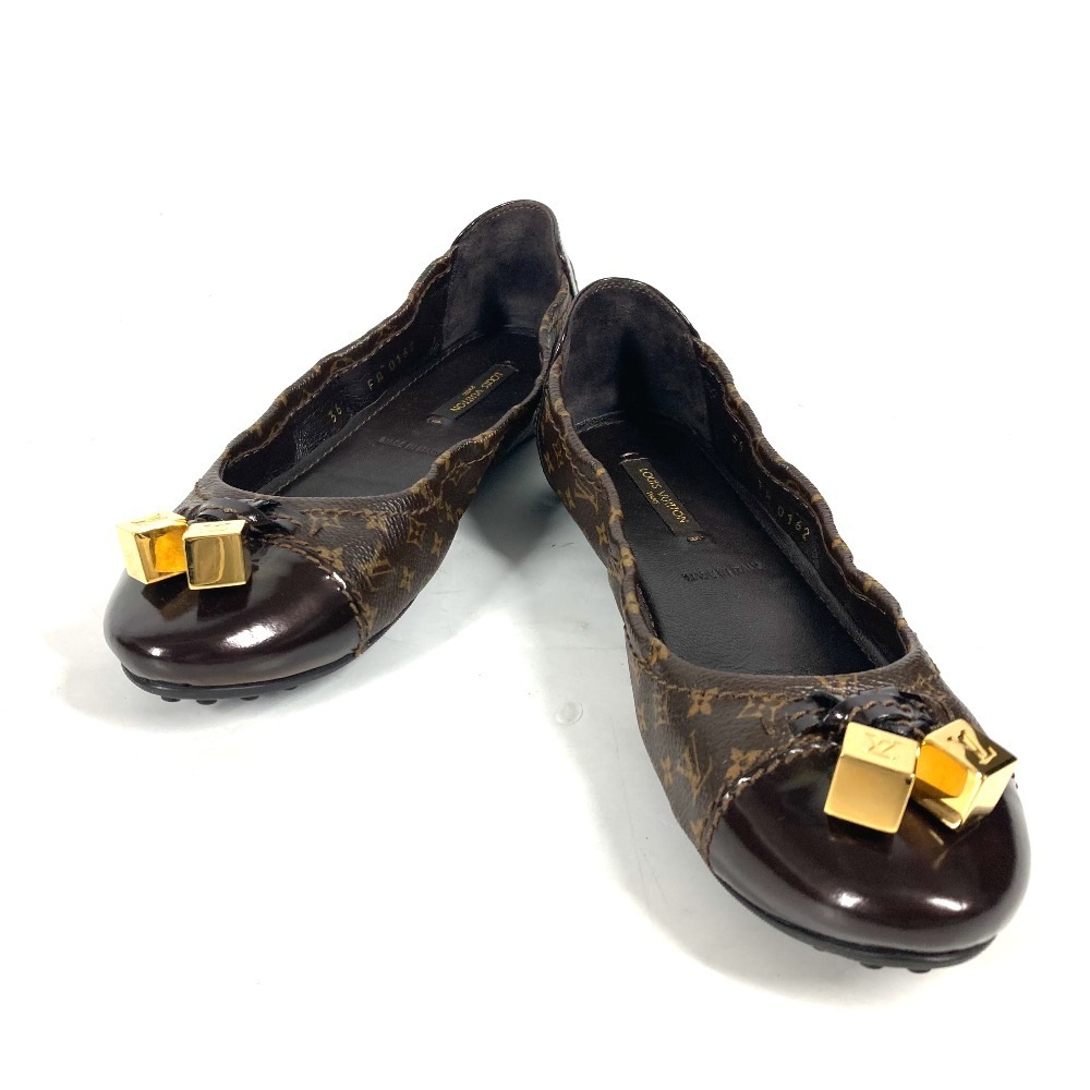 レザーシューズ ドライビングシューズ モノグラム フラットシューズ 靴 ペタンコ パンプス モノグラムキャンバス ブラウン