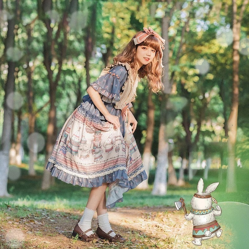 Lolita 二次元 田園風op日常軽lo夏 文化祭 メイド服