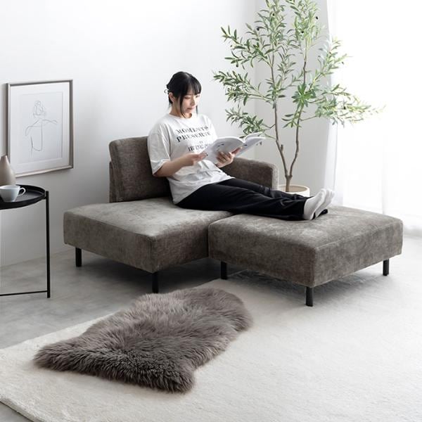 ソファー ソファ 2人掛け 北欧 おしゃれ オットマン付き シンプル ソファーベット 二人掛け ロータイプ 二人用 2人用