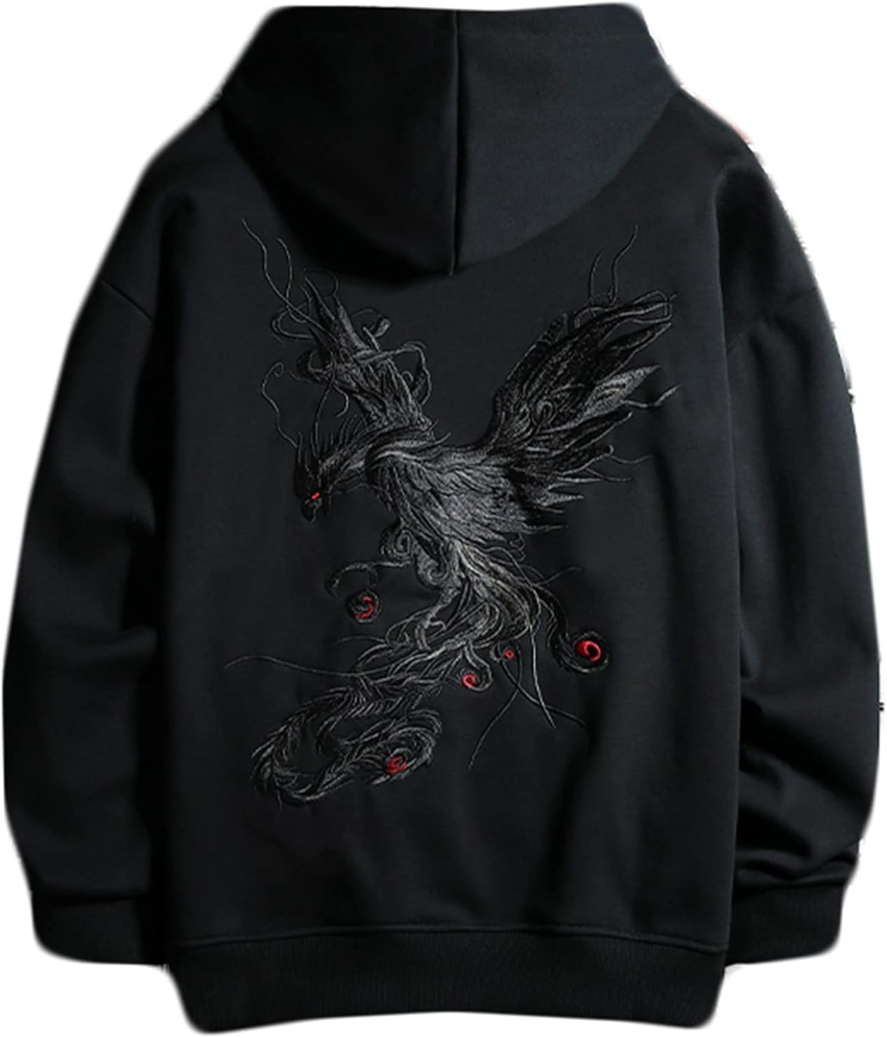 パーカー トレーナー 男性用 レディース 刺繍 羽柄 クール 丈長め フード付き ファッション 通気性 長袖 カジュアル オーバーサイズ 体型パカー トップス プルオーバー 肌触りがいい 柔らかい ス