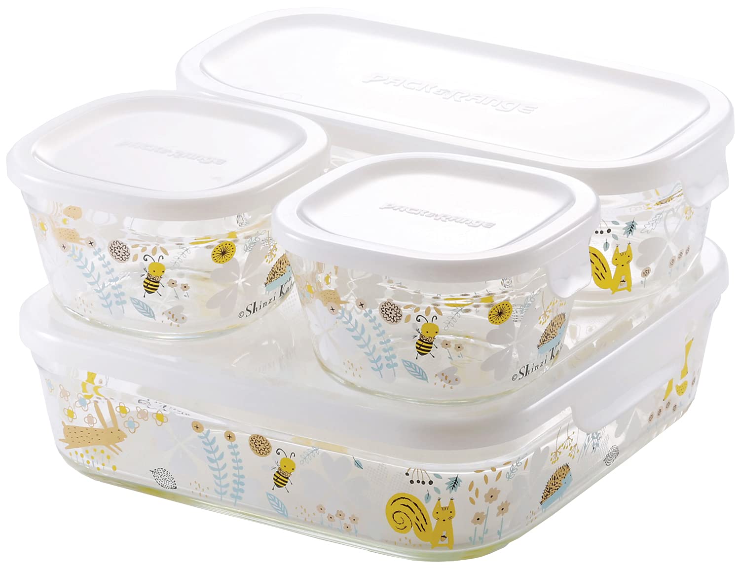 iwaki(イワキ) 耐熱ガラス 密閉容器 シンジカトウ 北欧の庭 システムセット・ミニ パック&レンジ PS-PRNSNF4