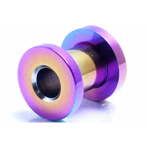 ニッケルフリー ボディピアス 0G 虹色 チタン レインボー フレッシュトンネル 0ゲージ ホール系 メンズ レディース 土管型 ネジ式 装着 簡単 男性 女性 プレゼント rn-tn0gxxxxxx