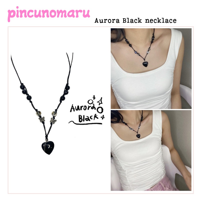 [ピンクノマル]オーロラブラックネックレス 5タイプ