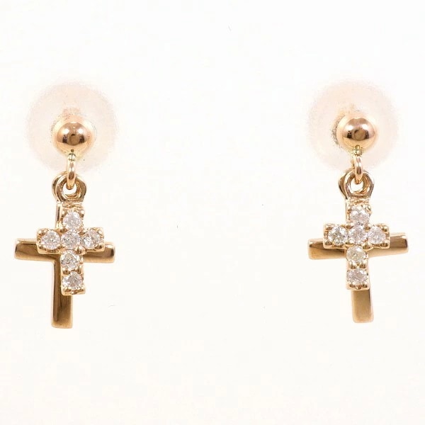 K10 10金 PG ピンクゴールド ピアス ダイヤ 総重量約0.6g ジュエリー 中古