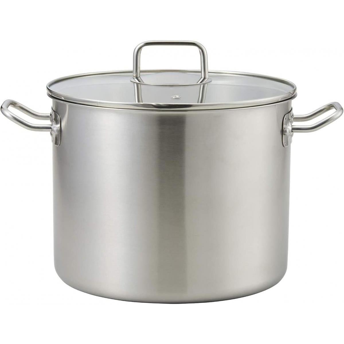 ベストコ エコーズ 軽くて見える 寸胴 ステンレス ストックポット 鍋 26cm ND-6347 両手鍋 ガラス蓋付 IH対応 オール熱源 軽量