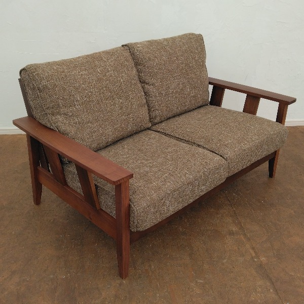 2人掛け ソファ 天然木 肘掛けソファ ソファー コンパクト