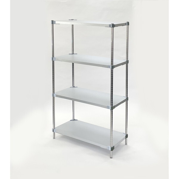 アイ・エル・シー MG4-6015 燕三条製 PROFACE ガルバリウムソリッドシェルフ4段 350×600×1500 クロムメッキポール メーカー直送