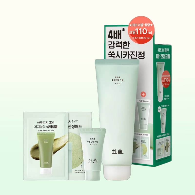 ヨモギシカ 水分クリーム 大容量110ml+25ml(+パッド2枚+吸着パックフォーム2ml)