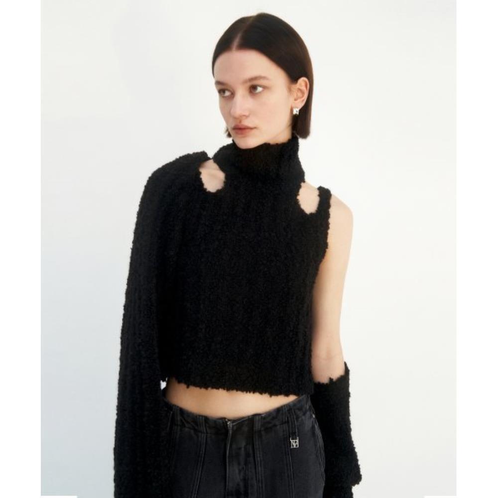 TREEMINGBIRD Shoulder Cutouts Knit Setup BoleroSleeveles