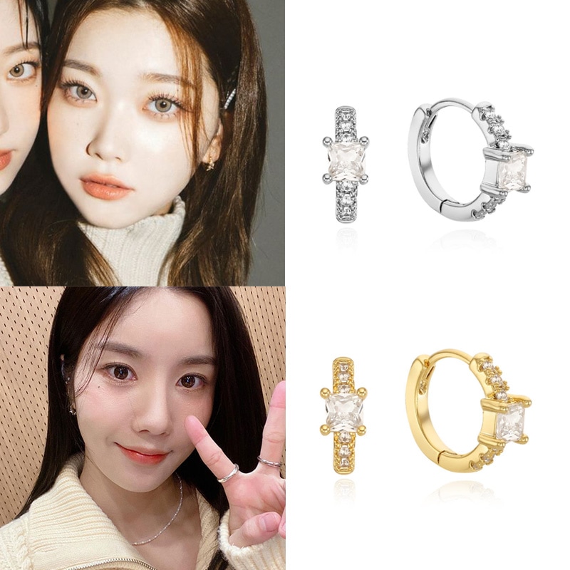 [ビリツキー着用]プリンセス キュービック イヤリング/韓国ジュエリーデイリーイヤリング