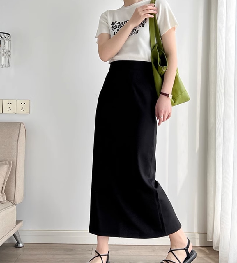 ボトムス デート モテアイテム ミモレ丈 タイトスカート 無地 コットン 大人可愛い きれいめ 上品 おしゃれ かっこいい 大人可愛い ラブリー キュート ガーリー クール モード系 セクシー