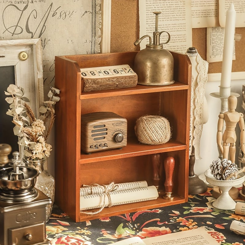 ミニ ラック 3段 ヴィンテージ調 コンパクト おしゃれ かわいい 収納 インテリア 北欧 レトロ シェルフ リビング オープンラック 4-7