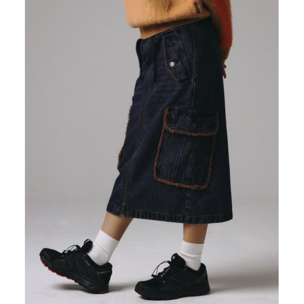 PRENDA COLOR WASH POCKET DENIM SKIRT DARK BROWN PRTHFWD