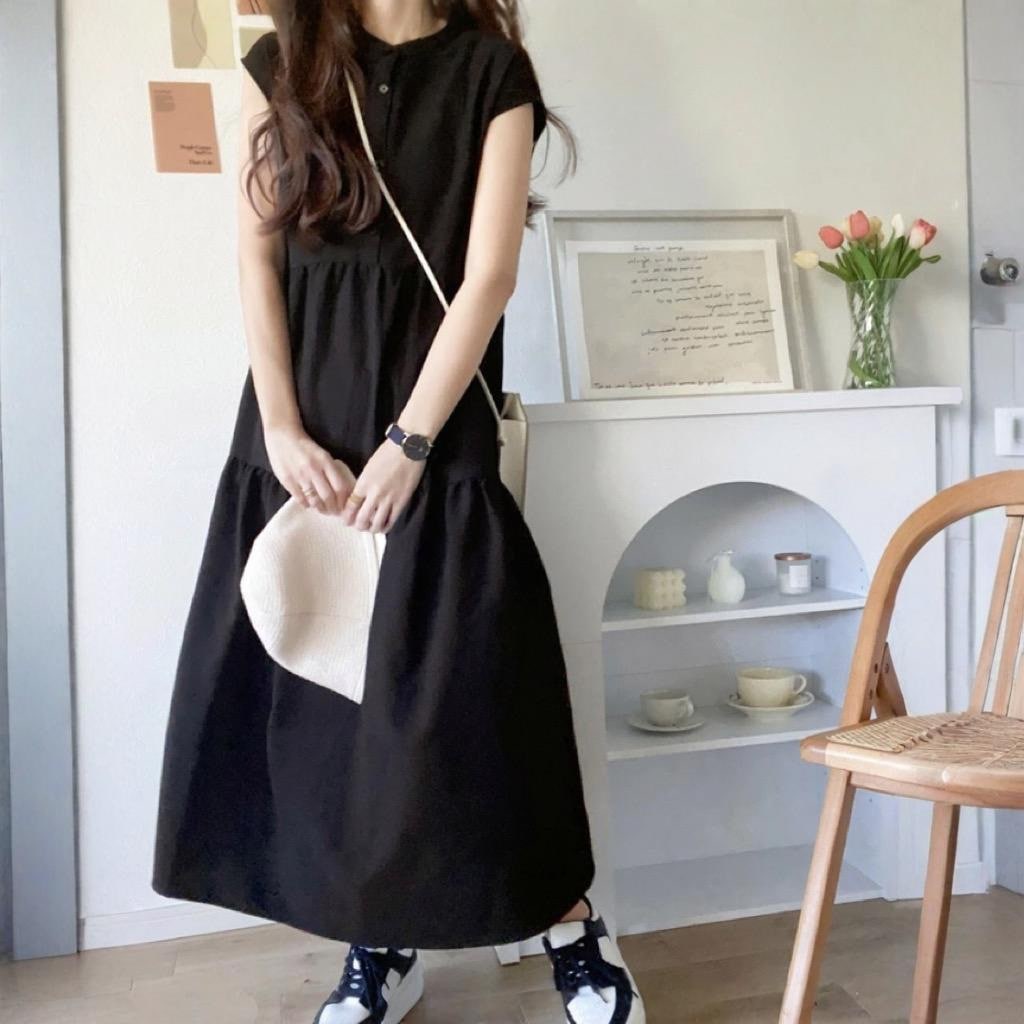 レディース ワンピース ティアードワンピース ロング 半袖 ラウンドネック バックリボン スリム 細身 フェミニン ボタン かわいい 大人可愛い カジュアル 上品 おしゃれ とろみ感 都会的 無地