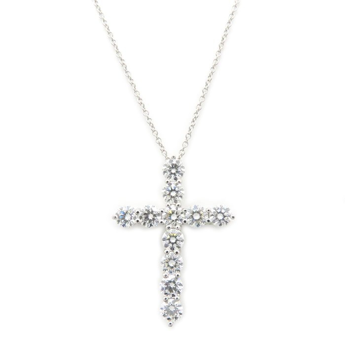 ラージクロス ネックレス ダイヤモンド Pt950プラチナ レディース/295312【中古】