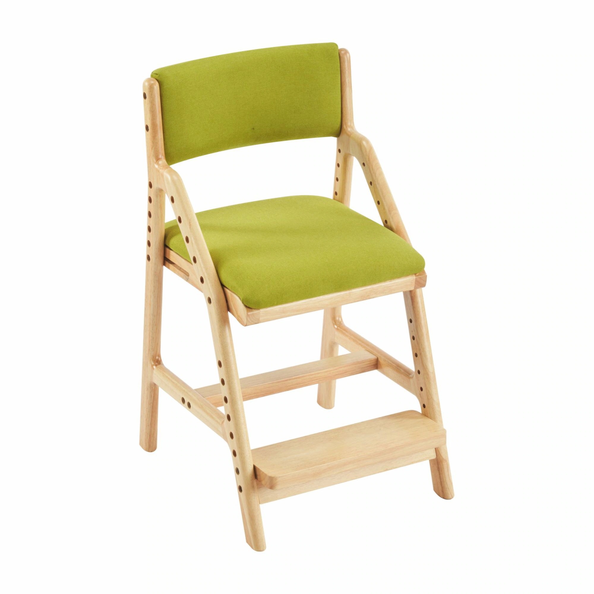 グリーン 学習チェア 学習椅子 木製 姿勢 子供 キッズチェア ハイチェア ダイニングチェア 椅子 高さ調整 シンプル コンパクト 組立て 板座 足置き