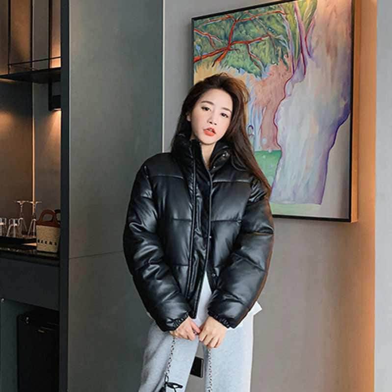 北欧 おしゃれ 立て襟 レディースコート 冬 保温 PU 中綿コート ダウンジャケット ダウンコート ショート 大きいサイズ 秋冬 アウター かっこいい 無地 防寒着 防風 体型カバー カジュアル パ