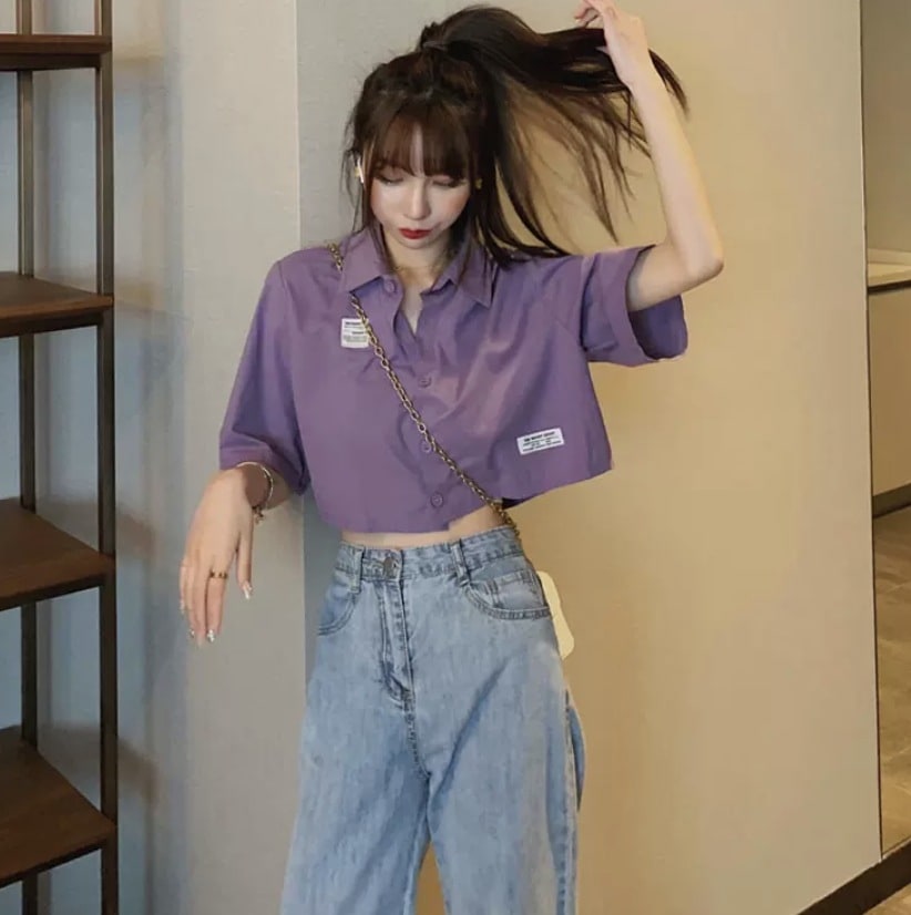 トップス ボトムス シャツ Gパン ズボン デニムパンツ ショート ショート丈 レギュラー丈 袖あり 半袖 五分袖 襟付き ポロカラー ワイド スリット サイドスリット ハイウエスト デニム かわいい 5,957円