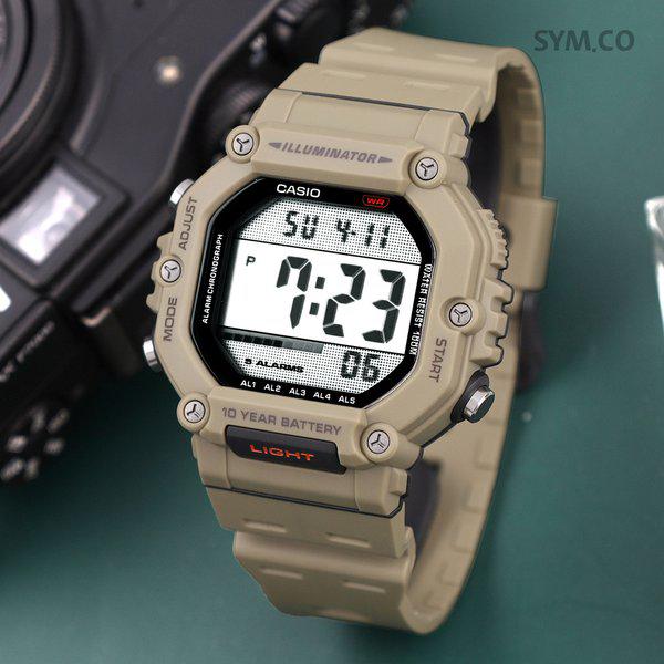 AE-1600H-5A ビッグディスプレイ 10年電池 100メートル防水 軍人 スポーツ メンズ ウレタン 腕時計 d