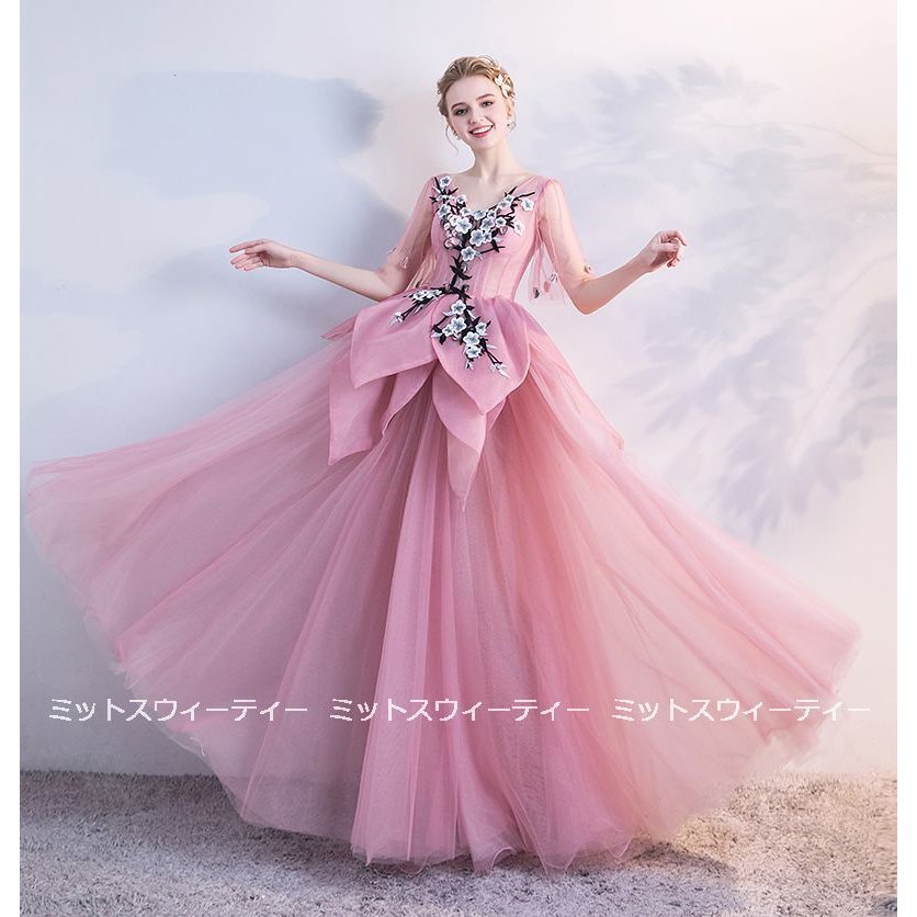 ウエディングドレス ロングドレス カラードレス ロング 安い 結婚式 演奏会 コンサート 二次会 プ