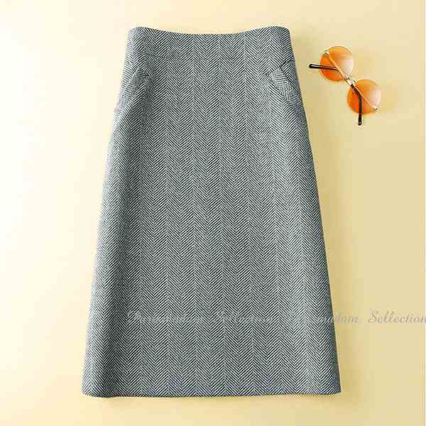 人気 新作 上品タイトスカート　ヘリンボーン　上質素材　セミタイトスカート　ひざ下丈　Aライン　グレー系　ほっそり効果大 20代30代40代50代　ミセス 6,915円