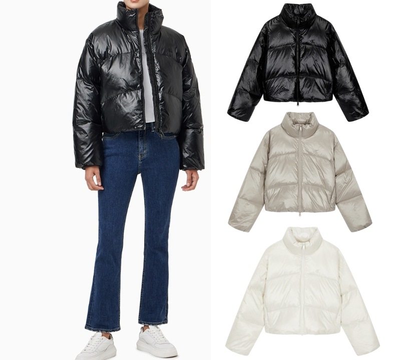 Cropped Glossy-Down Padded Jumper (J225425)