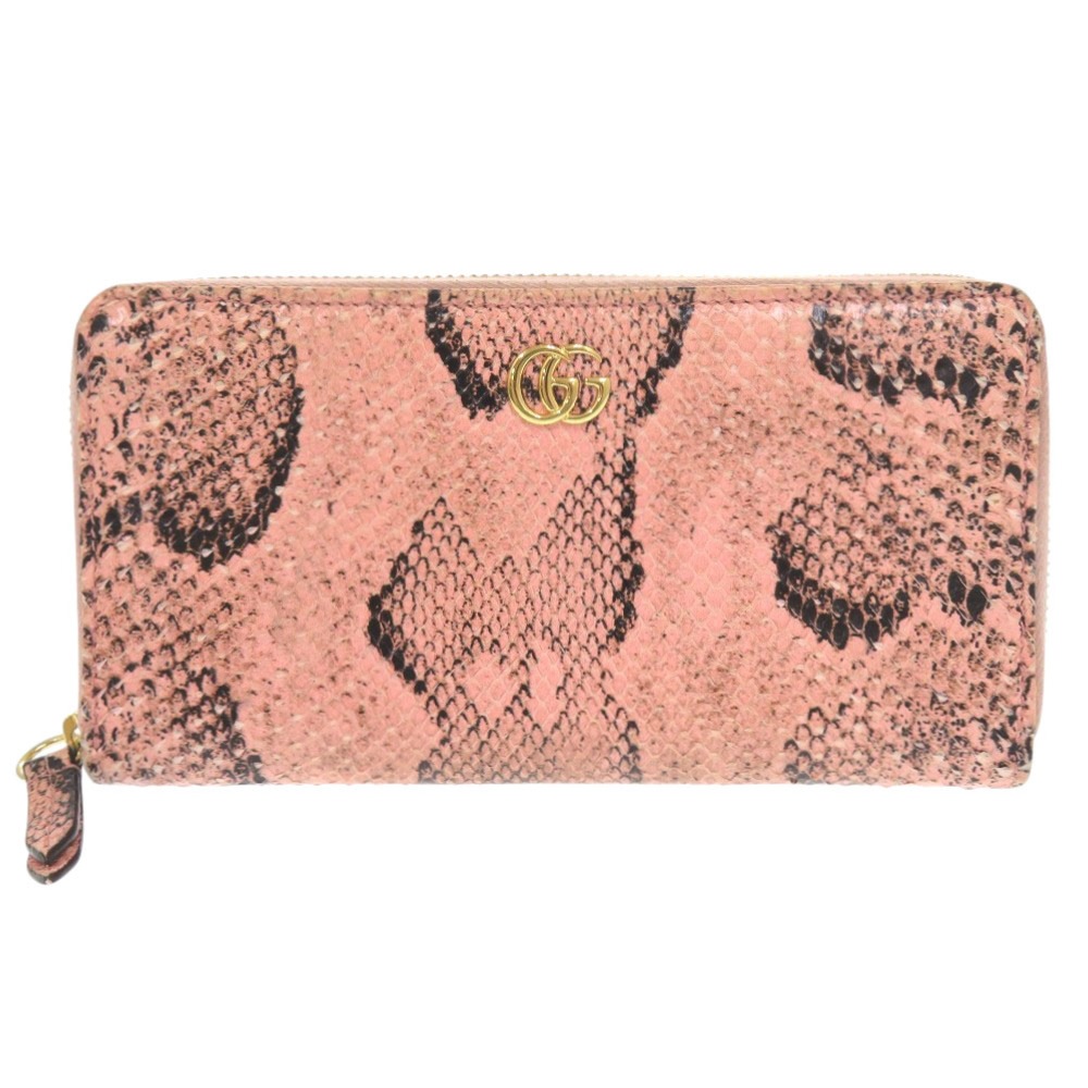 美品 ラウンドファスナー GGマーモント 456117 長財布 パイソン ピンク 1025【中古】 レディース 24,820円
