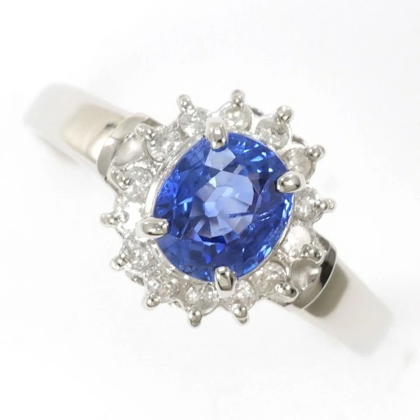 PT900 プラチナ リング 指輪 9号 サファイア ダイヤ 0.16 ジュエリー 中古