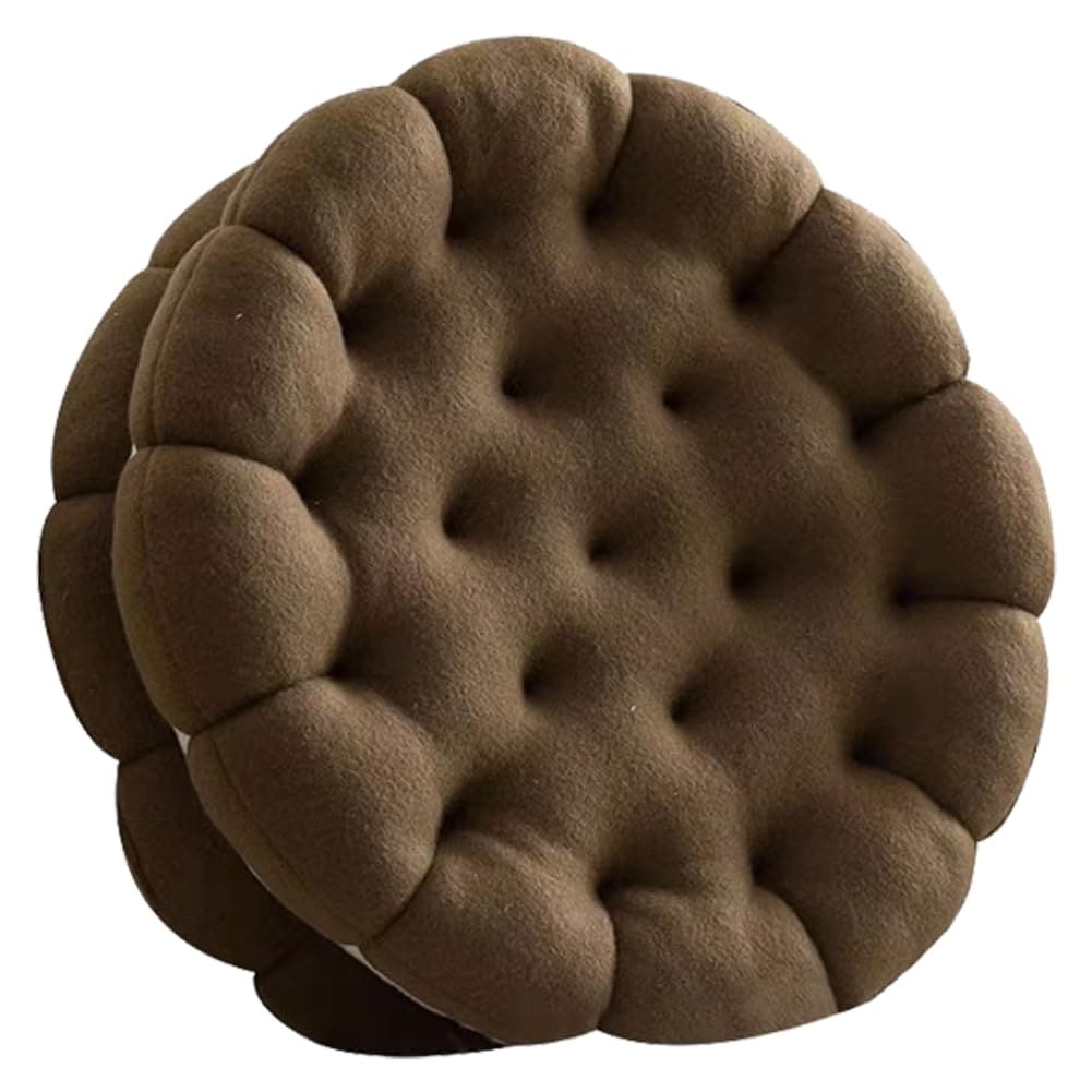 [スーツケースカンパニー]ビスケットクッション ビスケット型 座布団 ざぶとん フロアクッション 丸型 ラウンド チェアクッション 抱き枕 インテリア 円形 ココア
