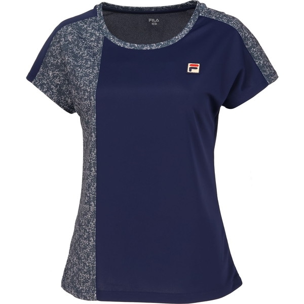 返品交換不可 在庫一掃セール FILA フィラ ゲームシャツ テニス ゲームシャツ レディース VL2963-20 デジタルネッププリント カノコメッシュ 切替