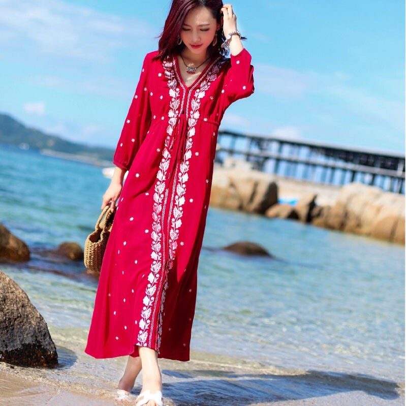 ワンピース フレア ロング Vネック 長袖 Vネック ストレート セミフレア 前開き リボン 薄手 大人可愛い きれいめ シンプル カジュアル 大人 XL 2XL 3XL 4XL 5XL