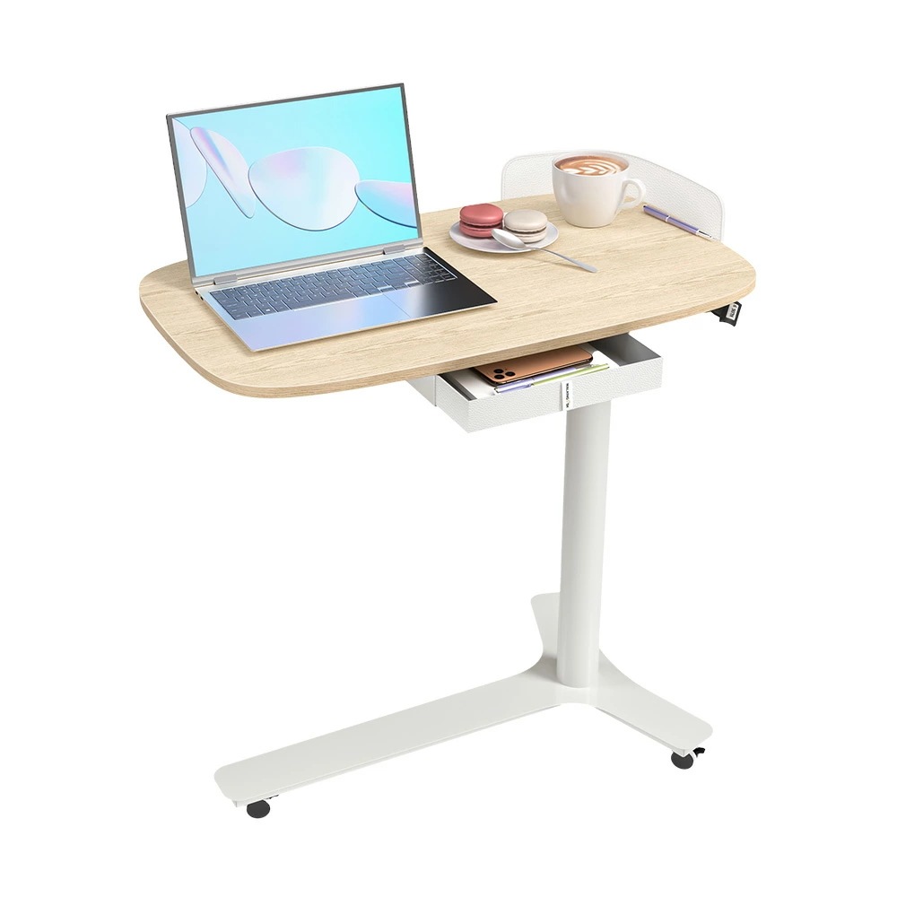 【WALKINGDESK 昇降式サイドテーブル】 2年保証　スタンディングデスク ガス圧式 キャスター付き 引き出し付き 耐荷重 12kg 高さ調節 昇降デスク スタンディングテーブル PCデスク 机