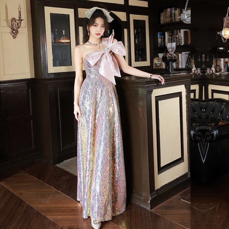 パーティー ドレス レディース服 結婚式 ワンピース 二次会 発表会 20代 30代 40代 50代2024 新しいバンケットホストイブニングドレスドレスロングスリムスリムソロアート試験学生パフォーマ