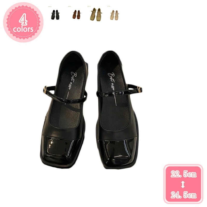 1000円OFFクーポン パンプス 美脚 スクエアトゥパンプス パンプス レディース ストラップ パンプス .5cmヒール 太めヒール 靴 レディース靴 シューズ ローヒール パンプス パーティーパン 11,218円