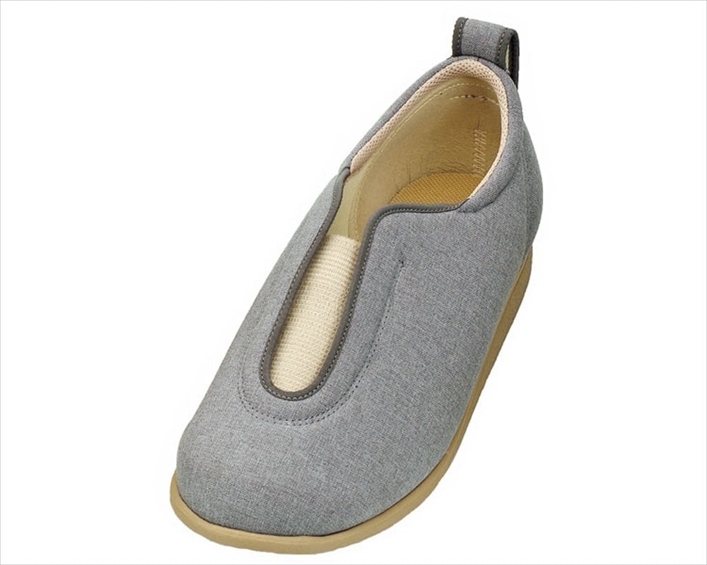 徳武産業 介護シューズ あゆみ センターゴムII 施設・院内用 グレー Lサイズ(23.0~23.5cm) 足囲3E 両足