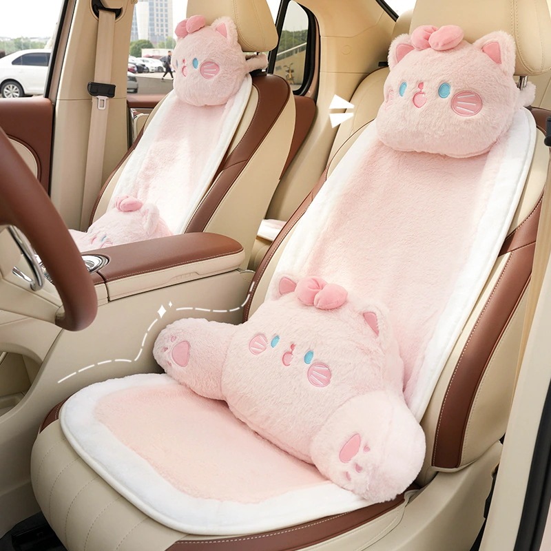 スモールウエストカーシートクッション冬ハイエンドぬいぐるみ暖かいカーシートクッションインターネットセレブロングヘアカーシートクッション 