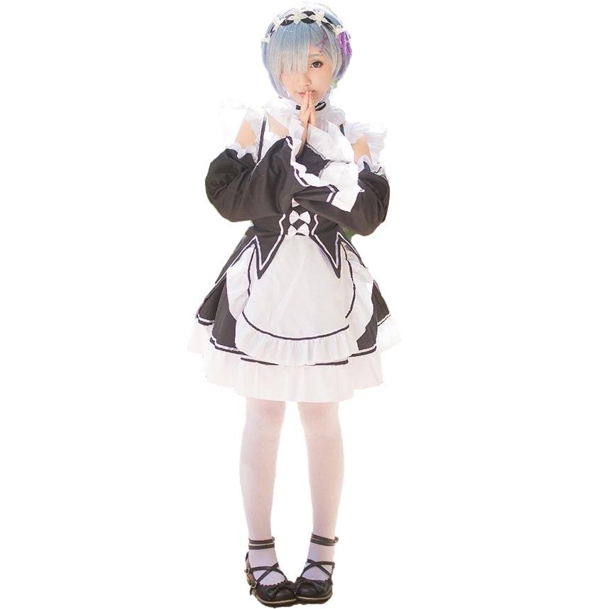 ハロウィン ウィッグ付き Re:ゼロから始める異世界生活 風 リゼロ ラム レム コスプレ衣装 セット ウィッグ付き サイズSXXL ブルーウィッグ ピンクウィッグ