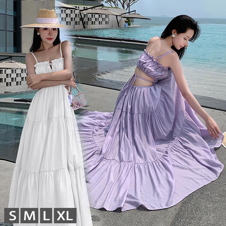 ワンピース 夏 レディース リゾート 海 キャミワンピース サマードレス マキシ丈 マキシワンピース ロング丈 背中開き Aライン デート 20代 30代 40代 5,889円
