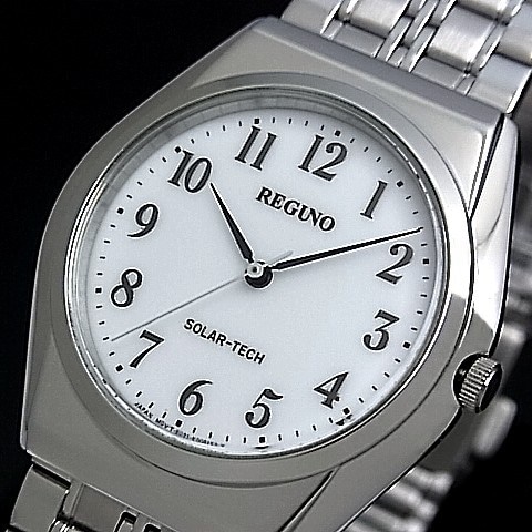 注目ブランド ソーラー腕時計 メンズ レグノ ホワイト文字盤 RS25-0043C(国内正規品) メタルベルト CITIZEN