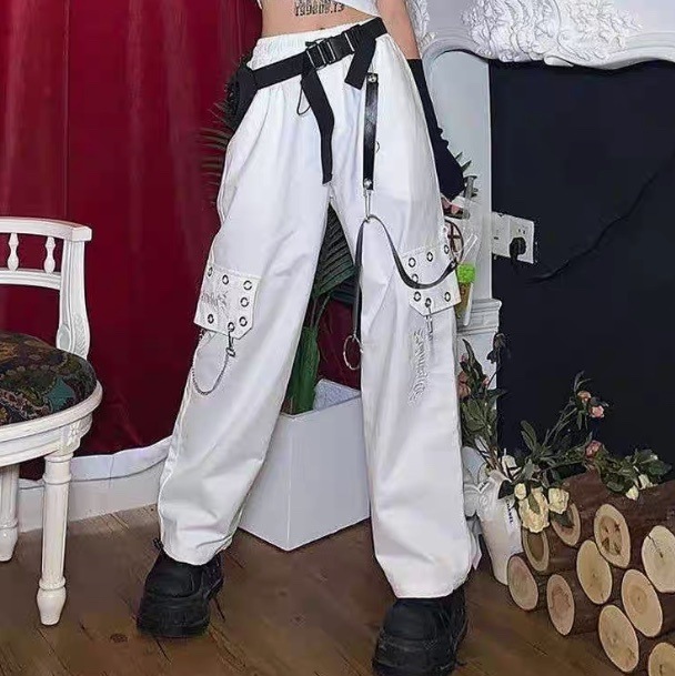 レディース パンツ ボトムス ストレートパンツ ロングパンツ ワイドパンツ フルレングス ストリート ポケット ハイウエスト ベルト付き カジュアル おしゃれ こなれ感 メンズライク マニッシュ