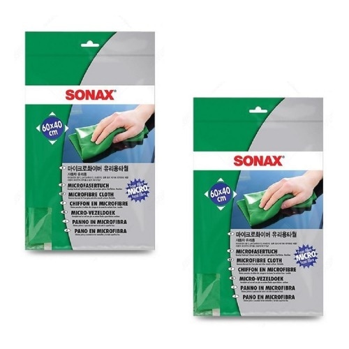 ソナックスマイクロファイバーガラス用タオル×2枚鮮やかな視野きれいなガラス洗車自動車メンテナンス管理用品