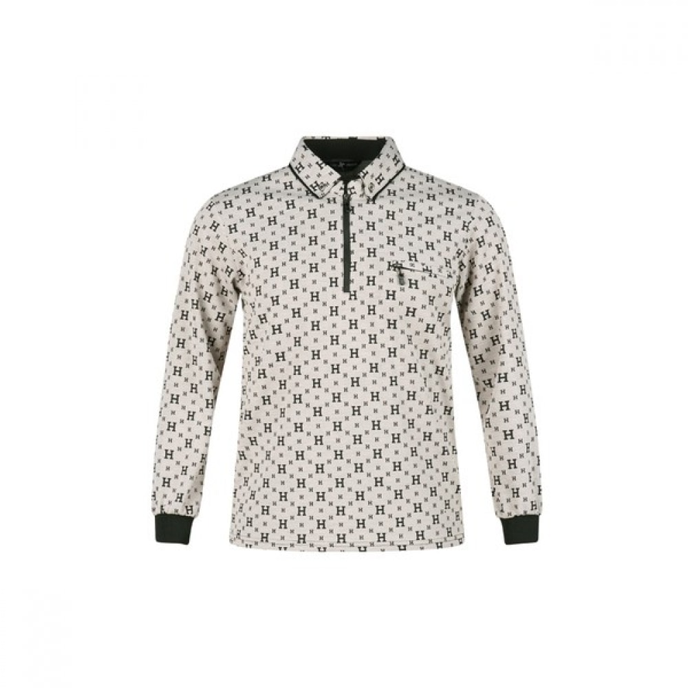 (ラックスゴルフ) ラックスゴルフジャンピールメンズハーフジップアップイニシャルパターン長袖ゴルフシャツ JP4A419